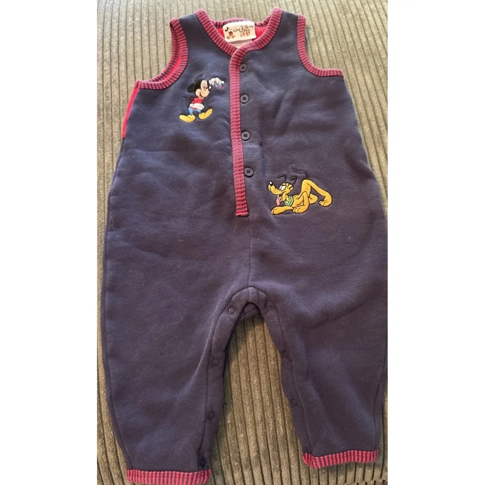 Vintage Mickey Disney World Outfit Romper One Piece Disney Store Baby 18M Navy